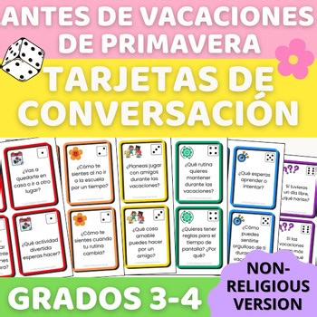 Before Spring Break Non-Religious Speaking Cards  | Roll a Die Game in Spanish