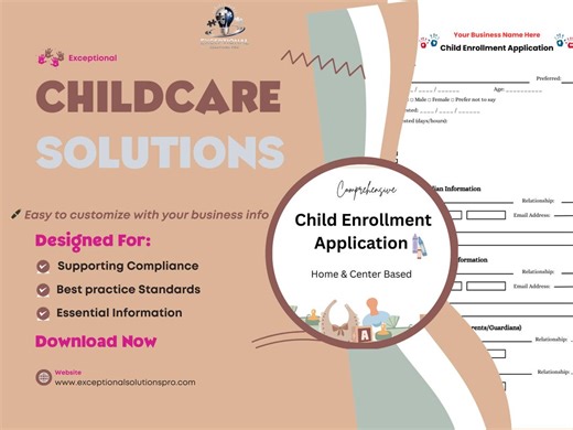Child Enrollment Application | Childcare Provider Intake Form | Editable Template - Etsy UK
