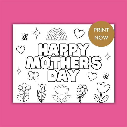 Mothers Day Coloring Page Printable, Happy Mothers Day Card for Kids, Mom Coloring Sheet, Preschool Activity, DIY Gift for Moms Download - Etsy