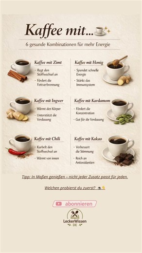 Kaffee gesünder trinken ☕✨ 6 Zutaten für mehr Energie & Fokus