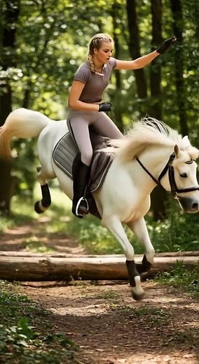 Falling off my pony jumping over a log. Please wear helmets 😝 #horsegirl #ai #showjumping