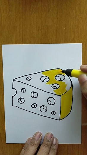 How To Draw Cartoon Cheese Easy | Step By Step Cheese Drawings Tutorials | Easy drawing idea #shorts