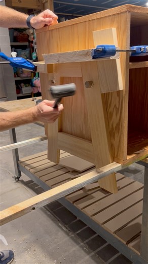 You have got to see how this project turned out! It’s an incredible storage table that sits low to the ground with this unique leg structure. Check it out here>> https://www.charlestoncrafted.com/diy-cube-storage-console-table/ | Self-Taught Woodworking