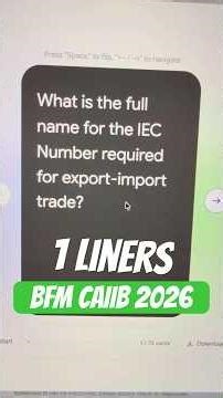 Bfm 2026 caiib 1 liners #caiibsyllabus