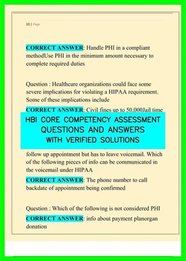 HBI CORE COMPETENCY ASSESSMENT QUESTIONS AND ANSWERS WITH VERIFIED SOLUTIONS video
