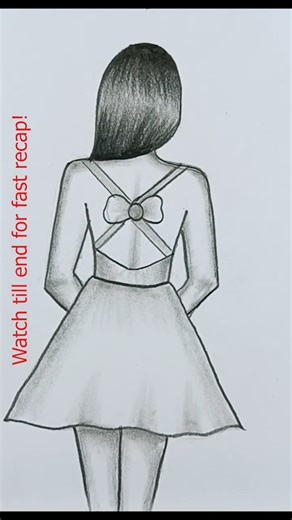 Girl with beautiful short dress drawing - drawing shorts