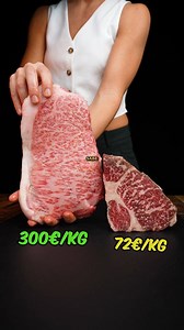 🥩 Kobe A5 vs Wagyu de Zamora No todo lo caro sabe mejor. 🥩 Kobe A5 🇯🇵 Japón 💰 300 €/kg • Carne de altísima calidad • Textura espectacular, se funde • Muy grasa → saciante y pesada si comes cantidad • Sabor muy delicado, poco intenso • Precio muy alto para lo que aporta en sabor 👉 Para probar pocos bocados 👉 Más experiencia que disfrute ⸻ 🥩 Wagyu de Zamora 🇪🇸 España | pastoreo 🐄 Raza mestiza charolesa wagyu ⏳ 4 meses de maduración 💰 ~72 €/kg 🐄 Producto de @carnicasbos • Carne con mor