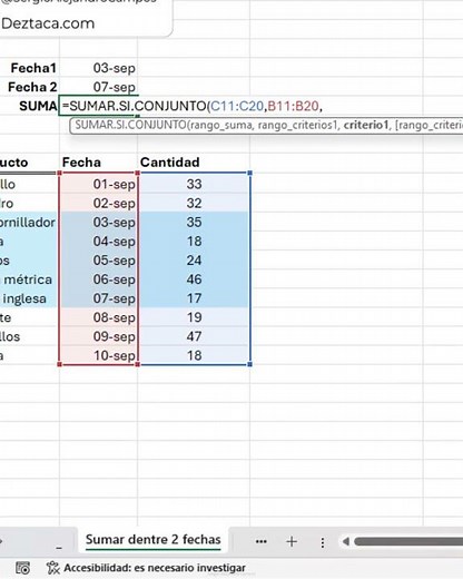 Sum Sales Between 2 Dates in Excel Using SUMIF.SET