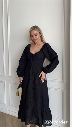 Платье макси из хлопка, Черный #мода #женскиеплатья #модныепоказы