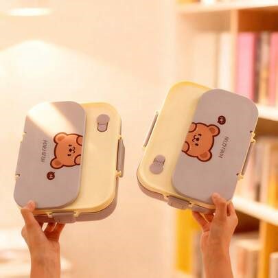 1pc 1500ml 4/5 Grids 304 Stainless Steel Lunch Box With Cute Capybara Pattern, Portable Large Capacity Bento Box With Tableware & Soup Bowl, Thermal Insulated Lunch Container, Leak-Proof Fruit Salad Food Storage Container, Dishwasher & Microwave Allowable, Suitable For Student And Adult Use In Home, School, Office, Outdoor Camping, Picnic, Travel, Back To School | SHEIN