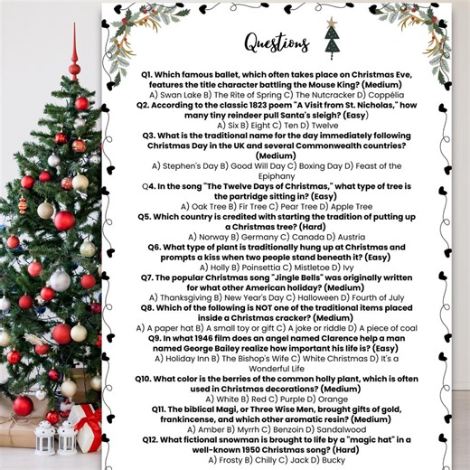 The Ultimate Family Christmas Trivia Challenge: 30 Festive Questions for Competitive Holiday Fun - Etsy