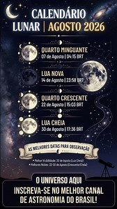 Calendário Lunar Agosto 2026: Fases da Lua, Datas, Horários e Melhores Dias | O Universo Aqui