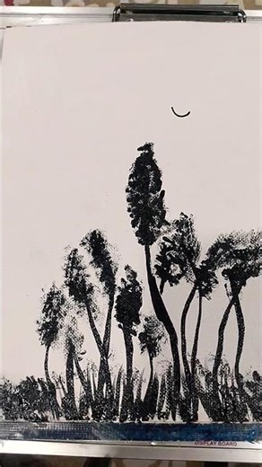 Easy Black Tree Painting 🌲🖤 | Simple Nature Art for Beginners 🎨✨ #shorts