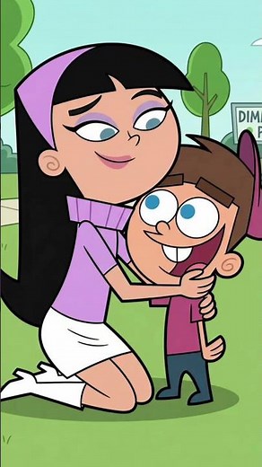 Timmy Turner and Trixie Tang hugging each other