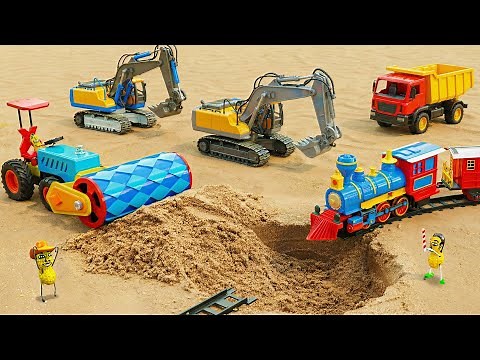 DIY Mini Tractor | DESTROYED Railway Tracks, Building a Railway with a Bulldozer and Excavator