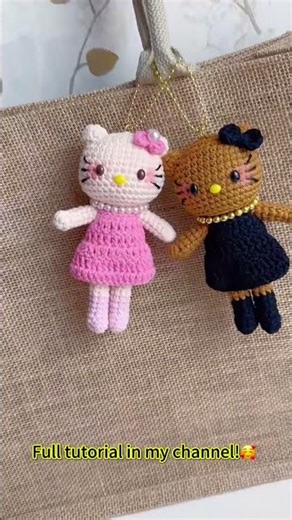 How to Crochet Hello Kitty Keychain 🐱✨ So Cute & Easy to Make! #crochet #diykeychain #amigurumi