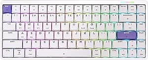 EPOMAKER Luma84 Low Profile Aluminum Mechanical Keyboard, QMK/VIA Programmable, Tri-Mode Wireless, Win/MAC/Linux Compatible, RGB Backlight (White&Purple, Gateron Low-Profile Brown Switch)