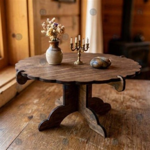 Mini Round Table SVG | Scalloped Pedestal Template | Dollhouse Furniture DXF (digital Download) - Etsy