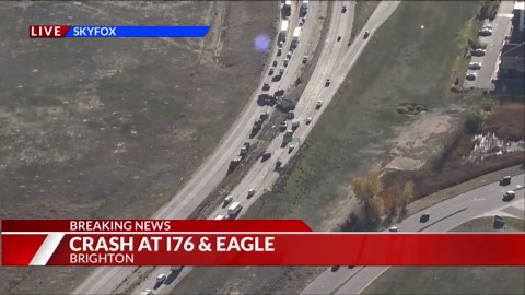 Major crash involving semitrailer closes lanes of I-76 in Brighton