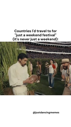 Your favorite meme creator! 😎 on Instagram: "The dance floor is proof that love is more powerful than hate 🫶 Different countries, different styles, one connection. Where are you dancing from? 👇🌎 Laugh, dance and scroll! 💃🕺 Follow @justdancingmemes for the best dance memes that hit every beat – because life's better with rythm and humor! 😀 📺 Super Bowl halftime show LX . . . . #justdancingmemes #justbachatamemes #badbunny #superbowl 