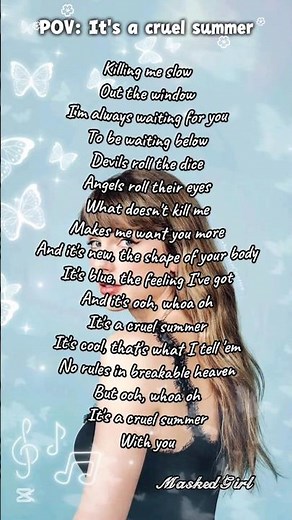 Cruel Summer (Taylor Swift Lyrics) #lyricvideo #summer #taylorswift #shorts #shortsfeed #lyrics #fyp