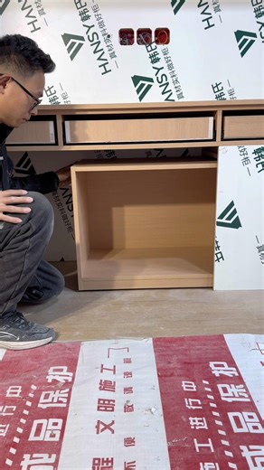 Multi-Function Desk Cabinet Installation | Hidden Drawer Wood Design
