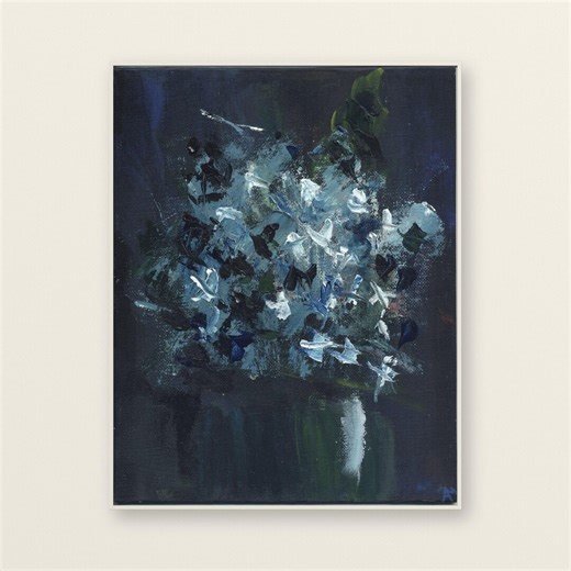 Moody Blue Floral Giclee Print, Dark Botanical Acrylic Painting Reproduction, Abstract Flower Wall Art, Layered Blue White Floral Poster - Etsy