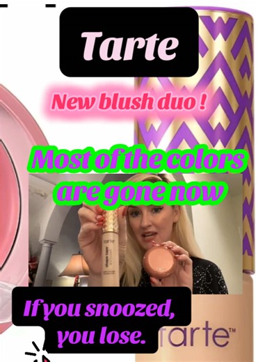 If you snoozed you lose! Most of the colors are gone now with the cream blush and powder duo for Tarte! When colors comes back in stock, I doubt the sales will still be 50% off. #eliseasmr #trippinwithtarte #tarte #shapetape #momskincare @tarte cosmetics