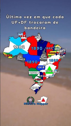 Última vez em que cada UF+DF trocaram de bandeira #mapper #geografia #geoportal #geography