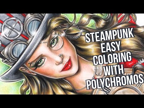 EASY ADULT COLORING & STEP BY STEP Steampunk illustration★Faber Castell Polychromos Colored Pencils