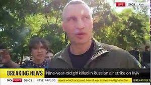 'People are very angry, it's genocide against Ukraine and Ukrainian people' Vitali Klitschko, Mayor of Kyiv speaks to Sky's Alex Crawford after a 9-year-old girl and two women were killed in an attack on Kyiv https://trib.al/HbdjiPt 📺 Sky 501, Virgin 602 | Sky News