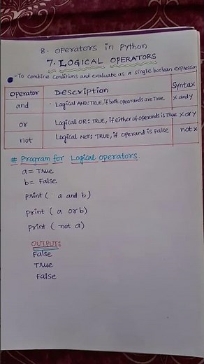 8 # Logical Operators in Python #pythonprogramming #computerlanguage