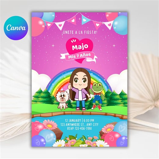 Invitación Lara Campos, invitación de cumpleaños Lara, foto invitación, plantilla editable lara campos, printable - Etsy México