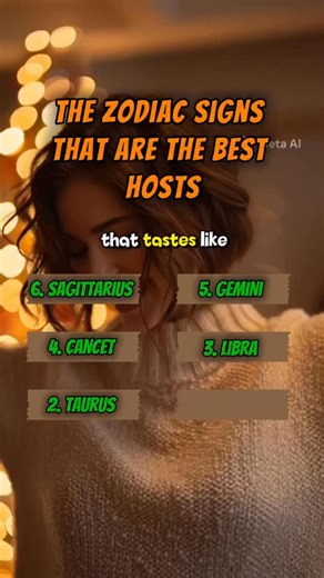 The Zodiac Signs That Are The Best Hosts 6. Sagittarius, throws a wild party that everyone talks about for years. 5. Gemini, introduces everyone so no one feels awkward or alone. 4. Cancer, makes sure everyone is fed, comfortable, and happy. 3. Libra, creates the perfect playlist and aesthetic atmosphere. 2. Taurus, serves a seven-course meal that tastes like heaven. 1. Leo, throws a Great Gatsby-level event where you feel like royalty. #astrology #astrologia #astrologysigns #astrologylover #ast