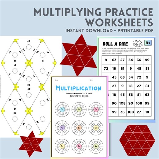 Multiplication Worksheets 1st-4th Grade | Trimino Puzzles (PDF Download) - Etsy UK