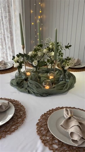 TableclothsFactory on Instagram: "Is sage green the perfect wedding color? 😍 Check out this stunning layout by @anni.verleiht. From the woven placemats to the delicate taper candles, this nature-inspired decor is proof that you don't need "over-the-top" to be breathtaking. Be sure to tag @tableclothsfactory on your posts for the chance to be featured next! - - - #wedding #outdoorwedding #weddinginspiration #weddingdecor #brideandgroom #partyvibes #tablesetting #eventstyling"