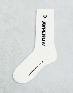 Aape by A Bathing Ape now socks in off white with logo print | ASOS