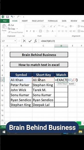 Check if two cells have same value | Exact formula In excel