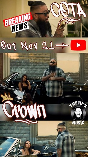 #TrejosMusic presents Cota The Barber new single “Crown” out on all digital platforms on Friday November 21st. Written by: Carlos Guillen, Cota, Baby Bash Produced by: Carlos Guillen | Trejos Music