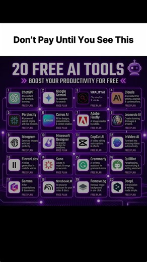 20 FREE AI tools you need to try: