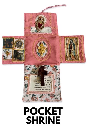 Handmade Christian Travel Altar • Sacred Heart Devotional Prayer Kit With Rosary Medals • Portable Pocket Altar Gift With Cross - Etsy