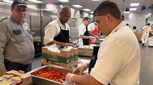 The San Antonio Food Bank and Dominguez State Jail have a cooperation that extends beyond the culinary classes that inmates can take to learn food preparation skills. The 15,000 meals that are being produced daily are going to programs such as the YMCA, the YWCA, daycares, summer school programs, schools, and community centers. | Texas Department of Criminal Justice
