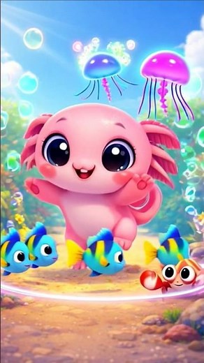 Axolotl Underwater Dance Party 🥳🫧 #cartoon #funny