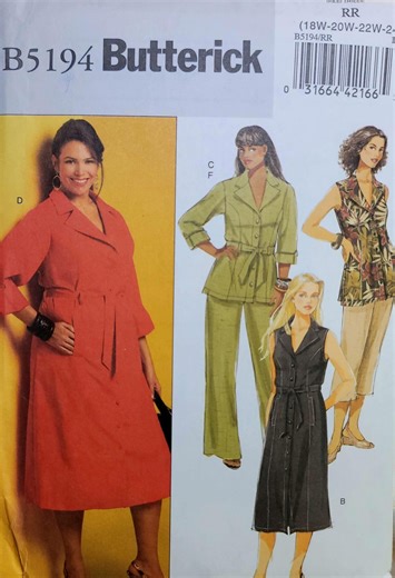 Vintage Butterick B5194 Sewing Pattern – Plus Size Dress, Top, Pants Set, 2000s, Sizes 18W-32W UNCUT - Etsy Canada