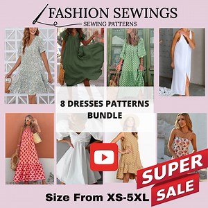 8 Boho Dresses Sewing Patterns Bundle: XS-5XL (PDF Pattern) - Etsy