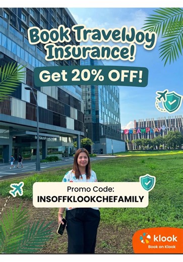Planning your next adventure? 🌍 Double-check your travel setup before you go! Get covered with TravelJoy Insurance on Klook and save 20% using my code: INSOFFKLOOKCHEFAMILY 🙌 book here: https://www.klook.com/en-PH/insurance/klook-protect/products/detail/3-TravelJoy-for-philippine-residents-only/ #KlookPromo #TravelJoy #TravelInspiration #DiscountCode #TravelEssentials