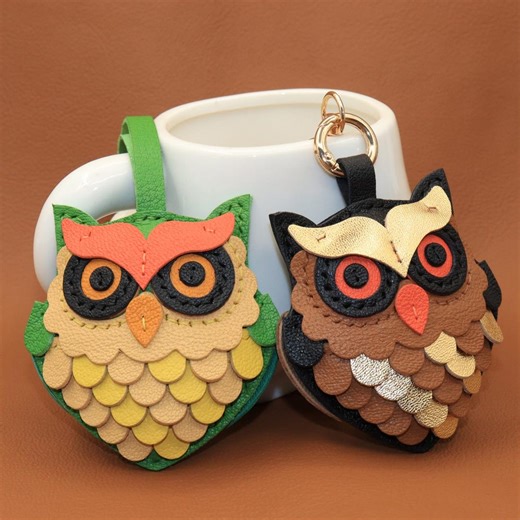 Handmade Leather Owl Keychain / Bag Charm – Owl Accessory for Handbag, Gift Ideas - Etsy