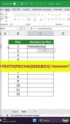 Truco Excel: De Número a Nombre del Mes. #AprenderExcel #FuncionesExcel #excel #funciontexto