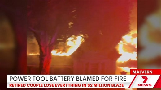 A power tool battery left on charge is believed to have started a massive house fire at Malvern. A retired couple who live there got out safely but they have lost everything. | 7NEWS Adelaide