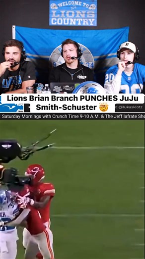 Detroit Lions Safety Brian Branch punches JuJu Smith-Schuster after the Chiefs win. #detroitlions #NFL #kansascitychiefs #LionsvsChiefs | Crunch Time Sports